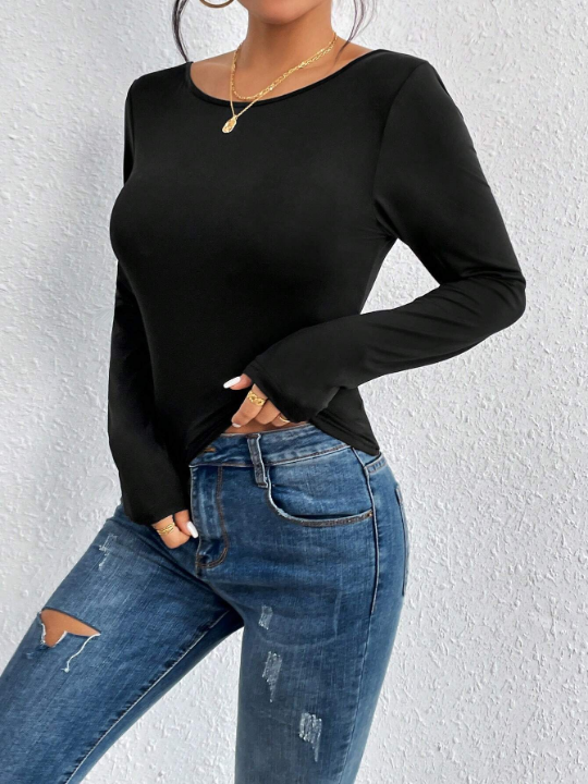 Essnce Solid Backless Crop Tee