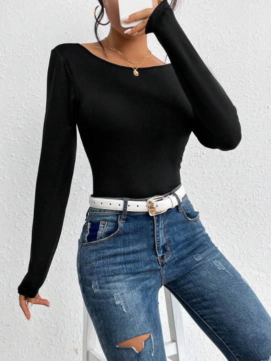 Essnce Solid Backless Crop Tee