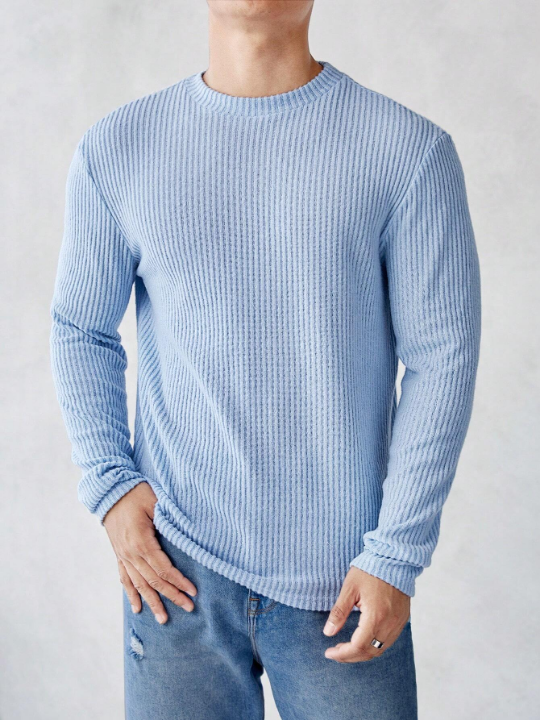 Manfinity Homme Men Solid Ribbed Knit Tee