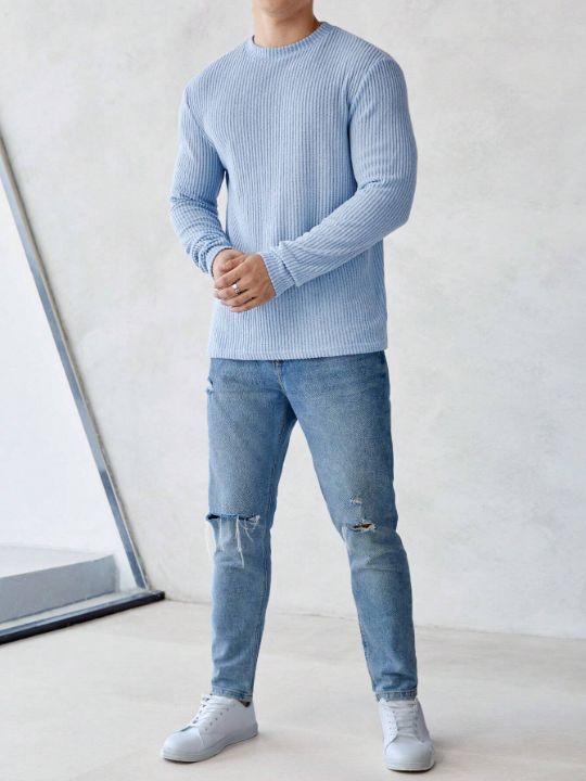 Manfinity Homme Men Solid Ribbed Knit Tee