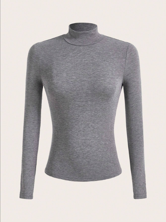 BASICS Solid Mock Neck Tee