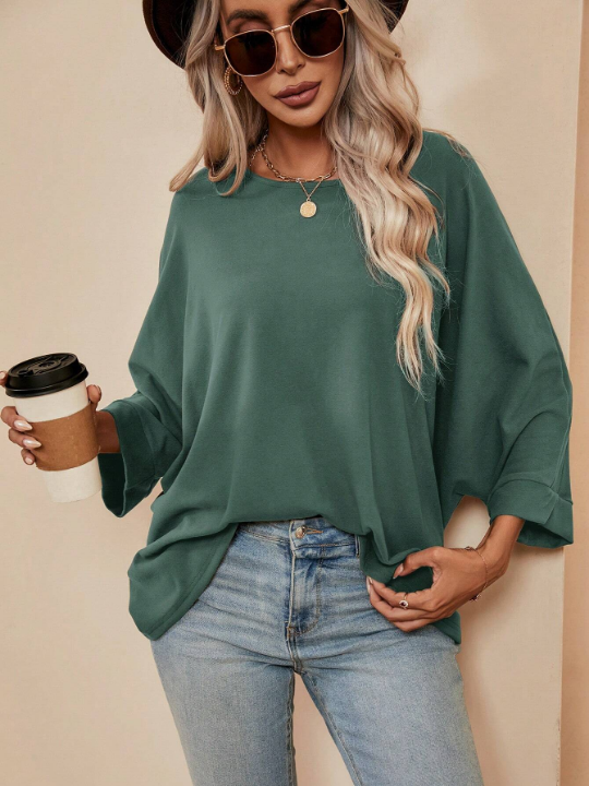 LUNE Solid Batwing Sleeve Tee