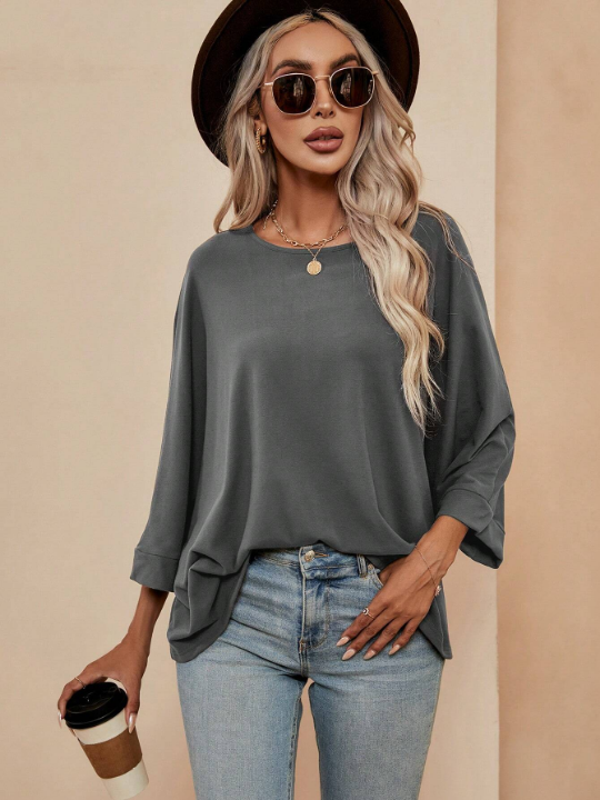 LUNE Solid Batwing Sleeve Tee