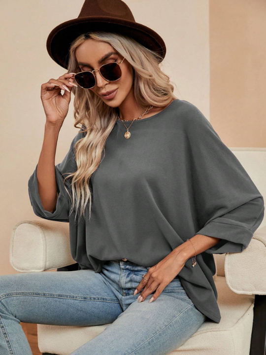 LUNE Solid Batwing Sleeve Tee