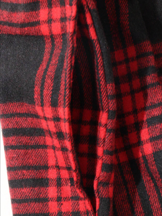 Men 2pcs Plaid Print Elastic Waist Sleep Pants