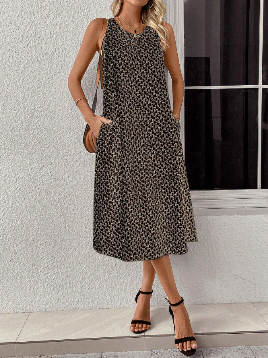 LUNE Allover Print Hidden Pocket Dress