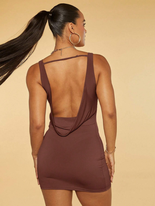 BAE Solid Backless Bodycon Dress