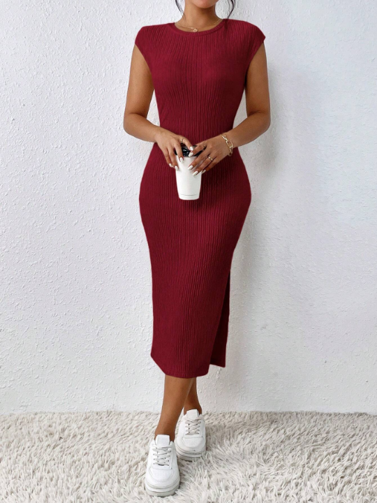 Frenchy Solid Split Thigh Tank Dress