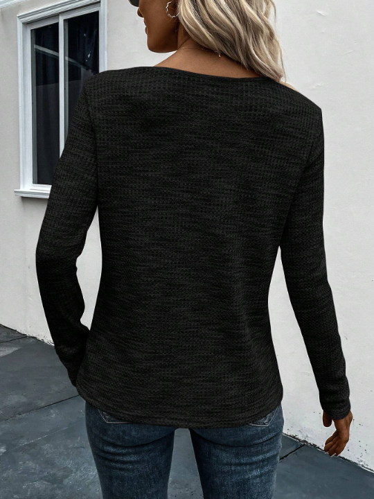 LUNE Half Button Waffle Knit Tee