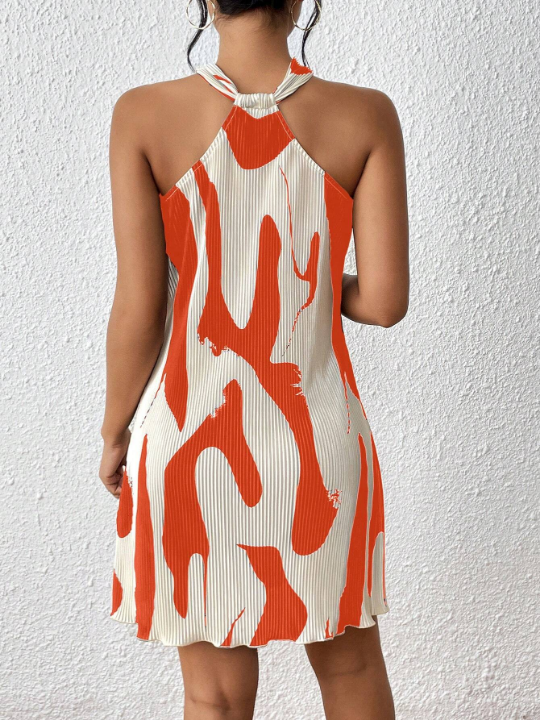 Privé Spring Break Graphic Print Halter Neck Dress