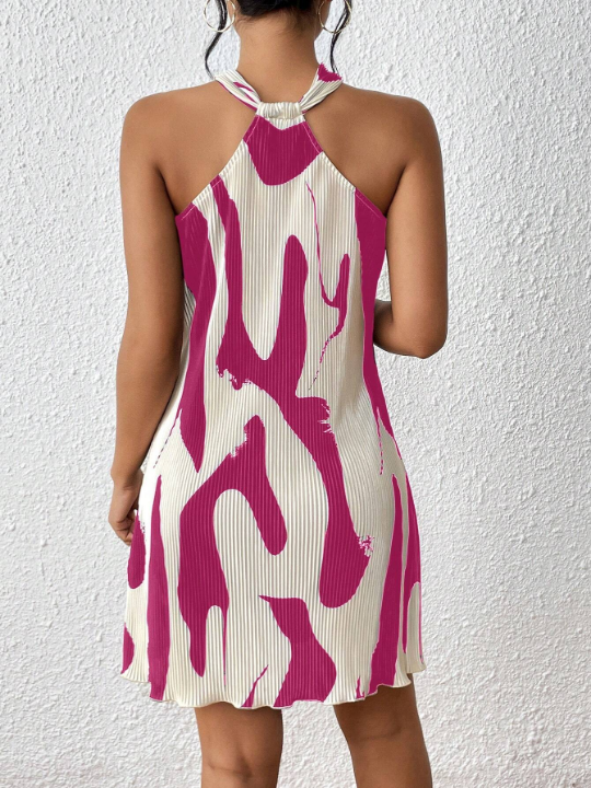 Privé Spring Break Graphic Print Halter Neck Dress