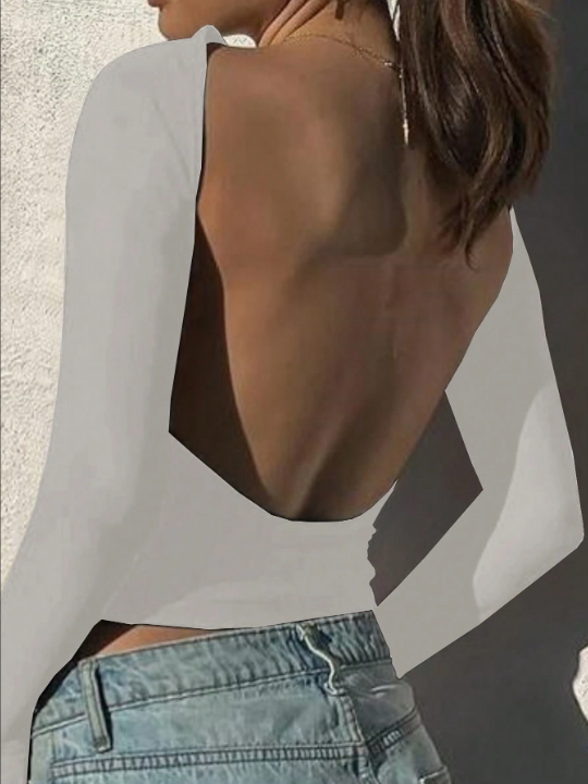 Solid Backless Crop Tee