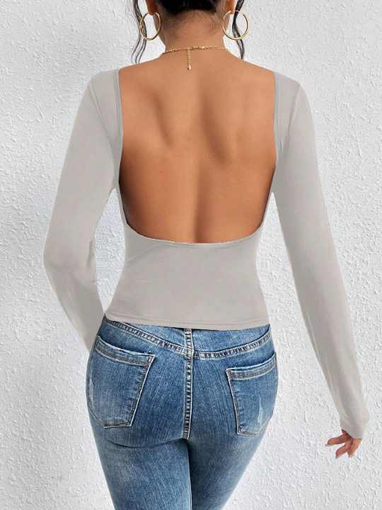 Solid Backless Crop Tee