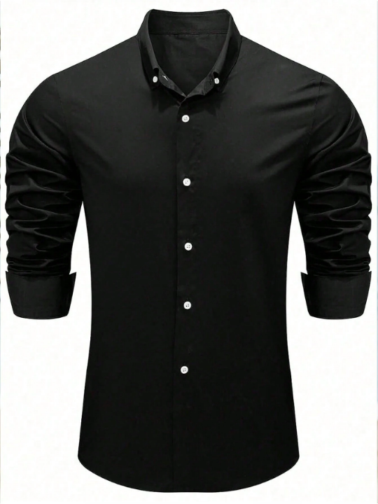 Men Solid Button Up Shirt