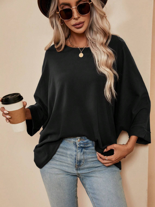 LUNE Solid Batwing Sleeve Tee