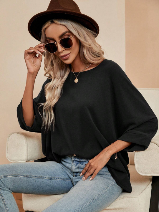 LUNE Solid Batwing Sleeve Tee