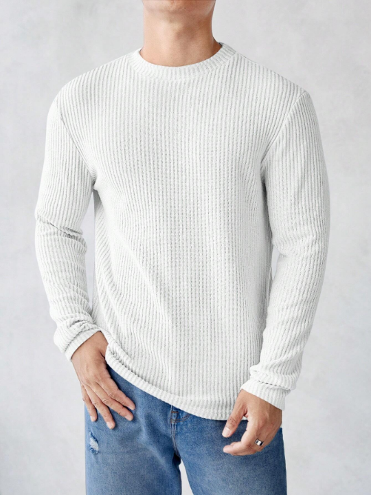 Manfinity Homme Men Solid Ribbed Knit Tee