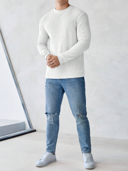 Manfinity Homme Men Solid Ribbed Knit Tee