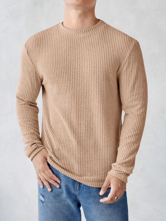 Manfinity Homme Men Solid Ribbed Knit Tee