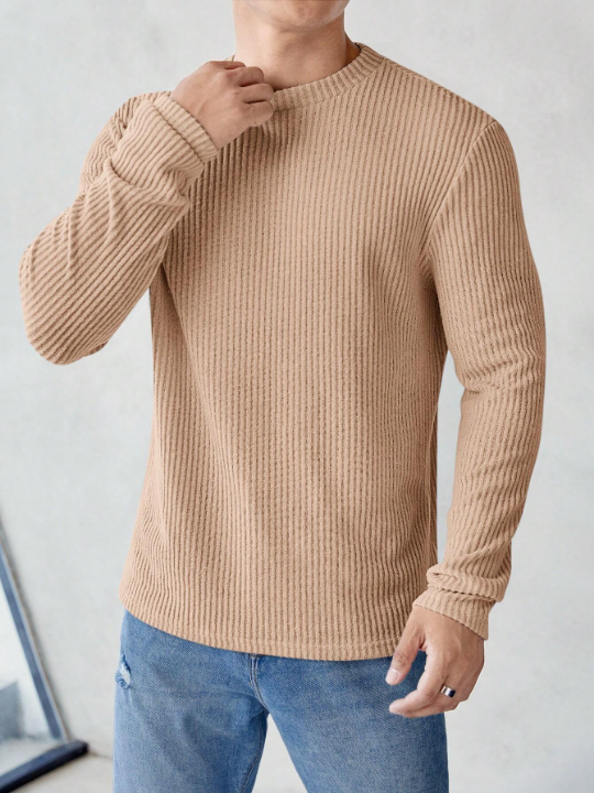 Manfinity Homme Men Solid Ribbed Knit Tee