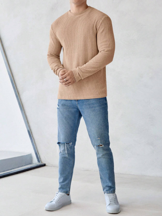 Manfinity Homme Men Solid Ribbed Knit Tee