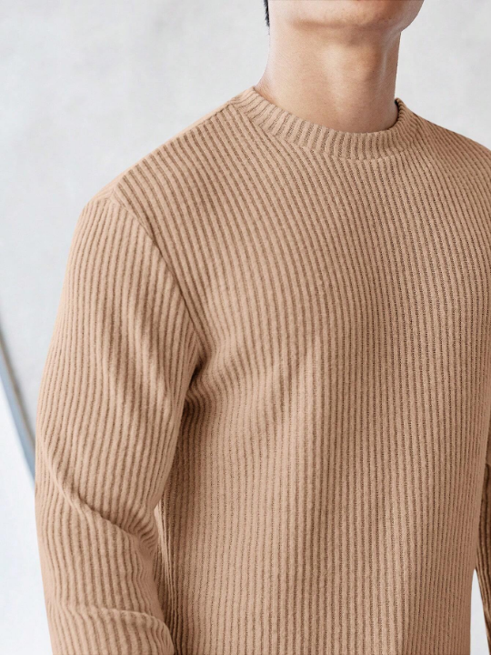 Manfinity Homme Men Solid Ribbed Knit Tee