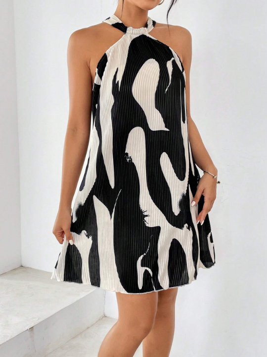 Privé Spring Break Graphic Print Halter Neck Dress