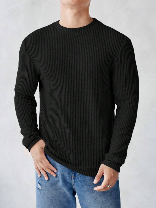 Manfinity Homme Men Solid Ribbed Knit Tee