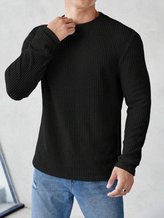 Manfinity Homme Men Solid Ribbed Knit Tee