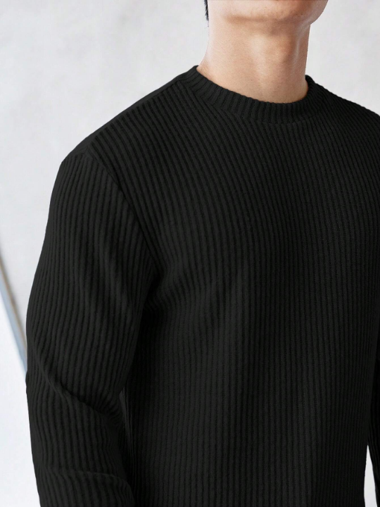 Manfinity Homme Men Solid Ribbed Knit Tee