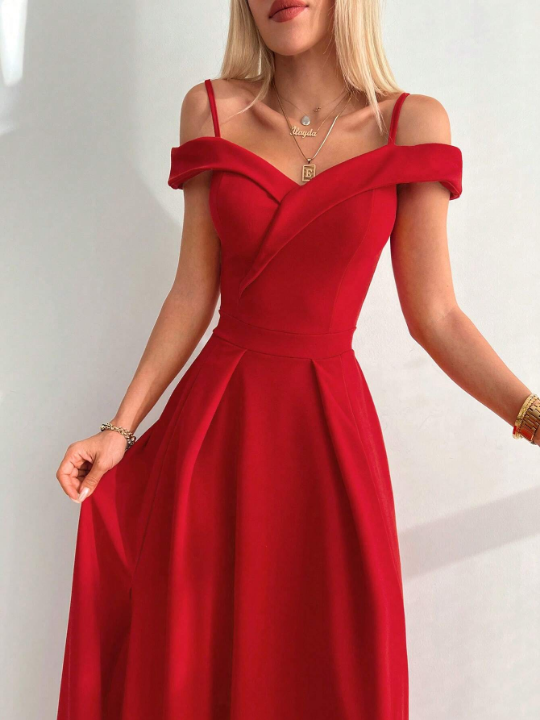 Cold Shoulder Split Thigh Dress