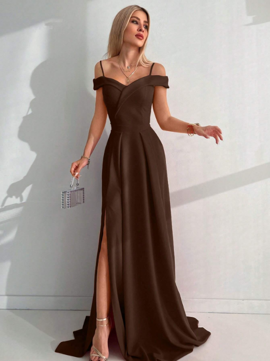 Women's Off Shoulder High Slit Dress