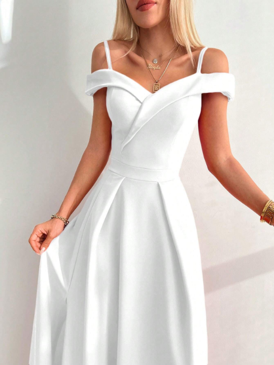 Women's Off-shoulder High Slit Dress