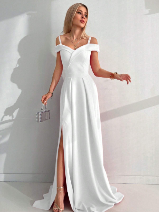 Women's Off-shoulder High Slit Dress