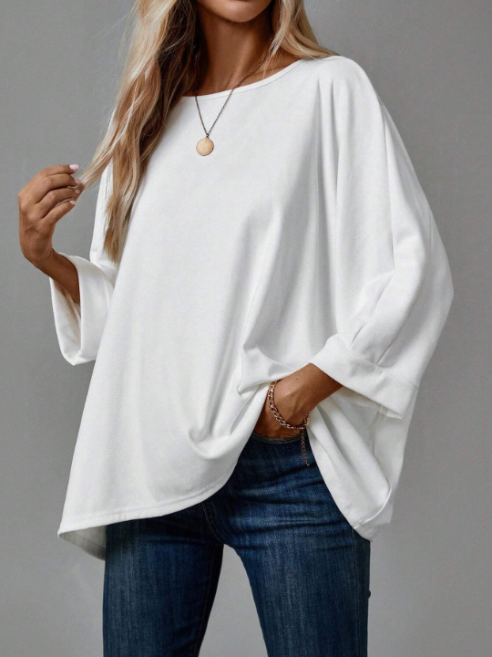 LUNE Solid Color Bat Sleeve T-shirt