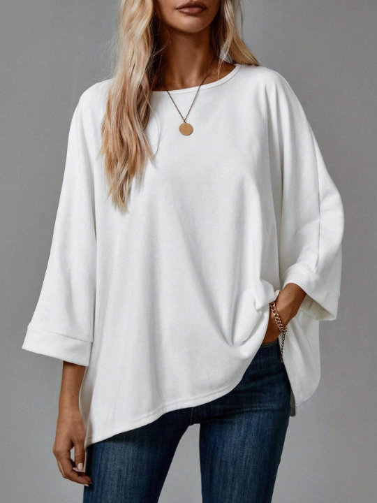 LUNE Solid Color Bat Sleeve T-shirt