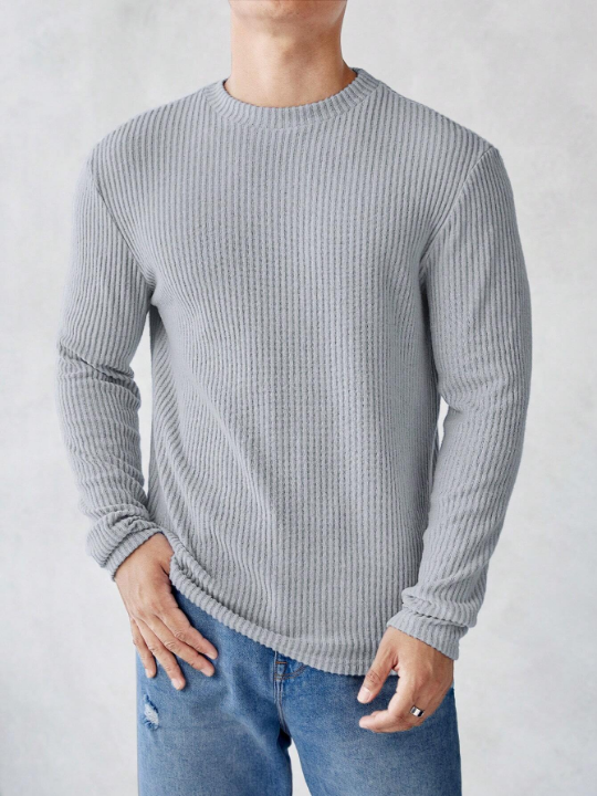 Manfinity Homme Men's Ribbed Knit Long Sleeve Top