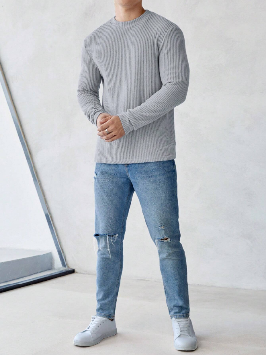 Manfinity Homme Men's Ribbed Knit Long Sleeve Top