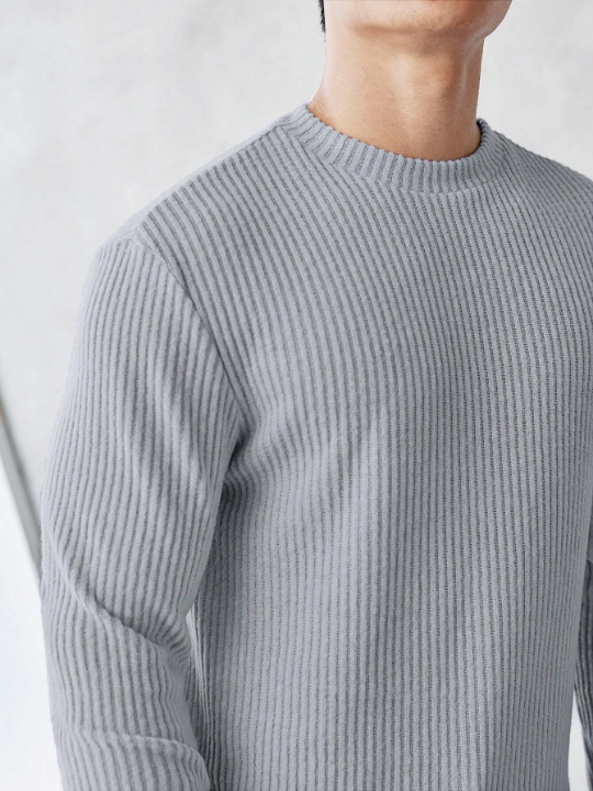 Manfinity Homme Men's Ribbed Knit Long Sleeve Top