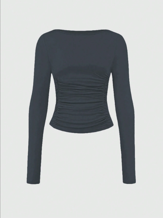 Women's Slim Fit Pleated T-shirt