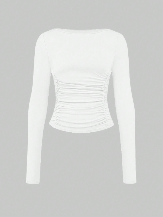 Women's Slim Fit Ruffle Detail T-shirt