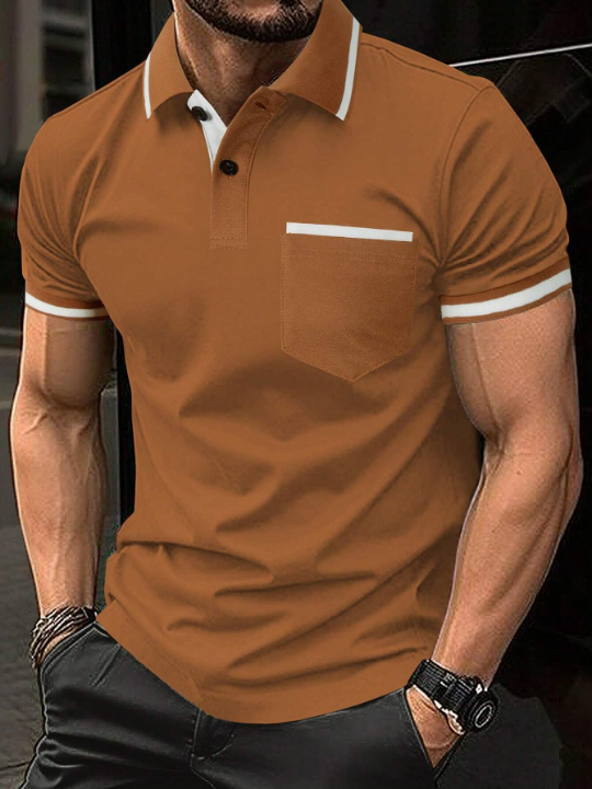 Manfinity Homme Men's Contrast Color Trim Polo Shirt