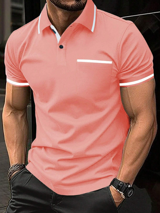 Manfinity Homme Men's Contrast Color Edge Polo Shirt