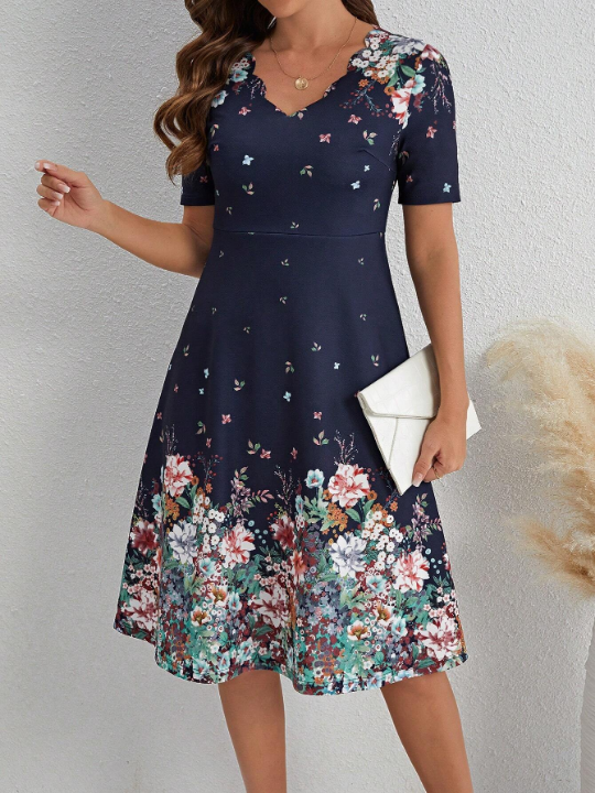 Clasi Floral Printed Short Sleeve Dress