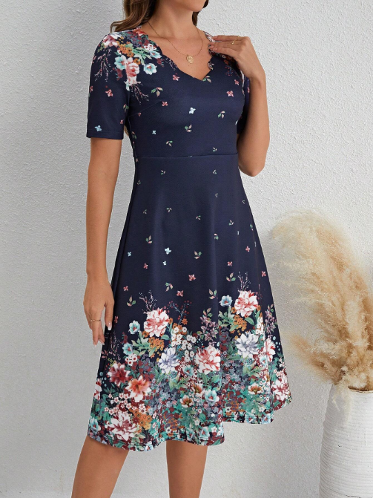 Clasi Floral Printed Short Sleeve Dress