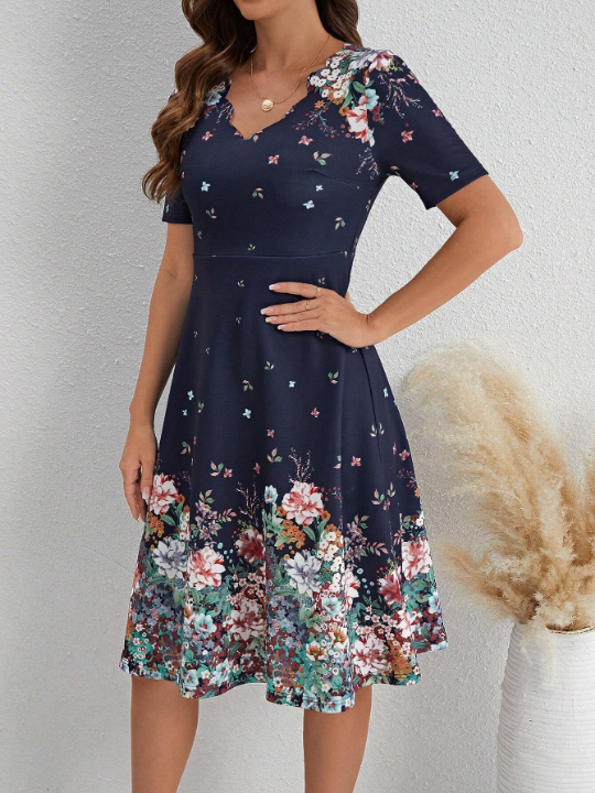 Clasi Floral Printed Short Sleeve Dress