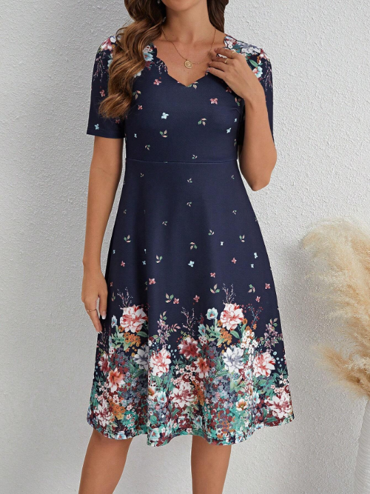 Clasi Floral Printed Short Sleeve Dress