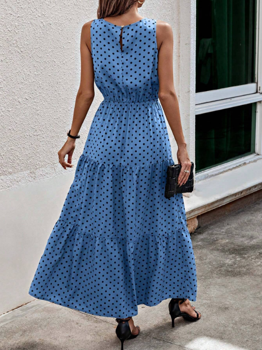 LUNE Polka Dot Printed Sleeveless Dress