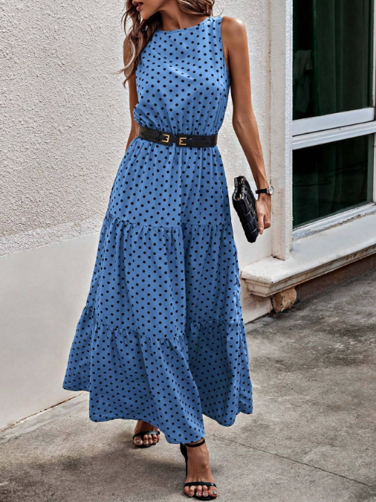 LUNE Polka Dot Printed Sleeveless Dress