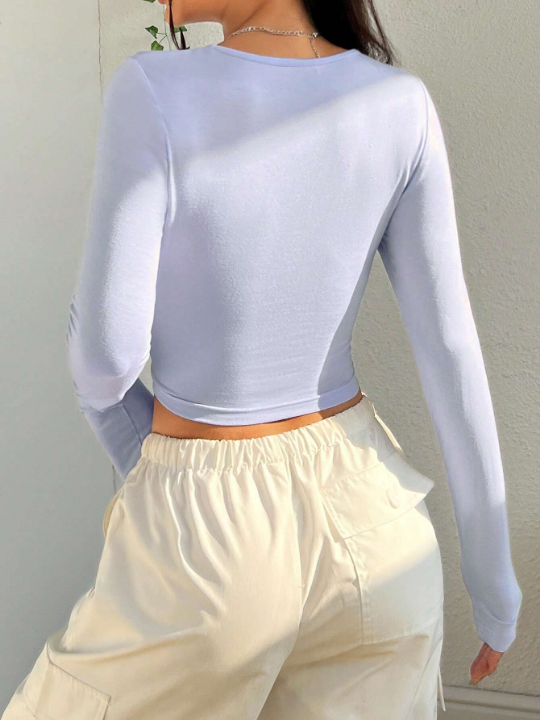 EZwear Long Sleeve Crop Top T-shirt